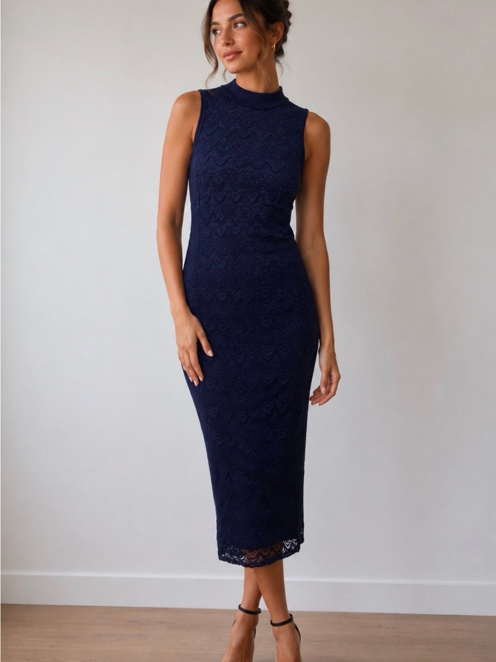 Love J USA Navy Blue Sleeveless Lace Dress NWT‎